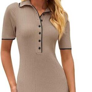 Women's V Neck Ribbed Knit Maxi Dress